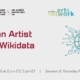 "Raising an Artist Profile in Wikidata" appears beside a drawing of a globe with digital links extending on all sides like a sun. Session information is written beneath and the LDFI, MAN and IPAA logos appear on top.